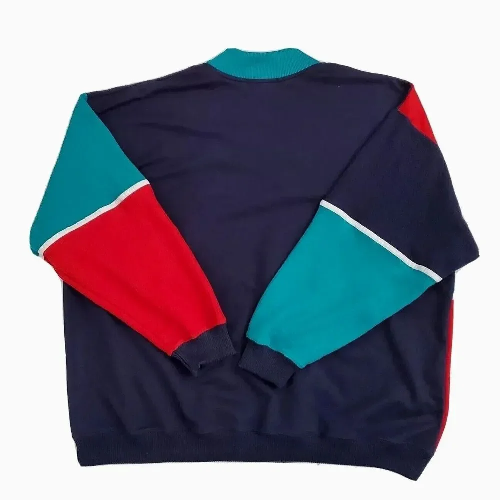 Vintage 90's Blast Sweater Pullover Colorblock‎ (Womens Plus Size 2X) Blue Red